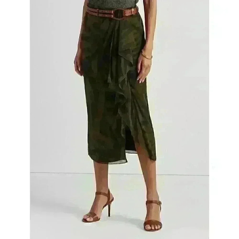 NEW! Lauren Ralph Lauren Women's 10 Zebra-Print Georgette Midi Skirt NWT $165 - Picture 4 of 4